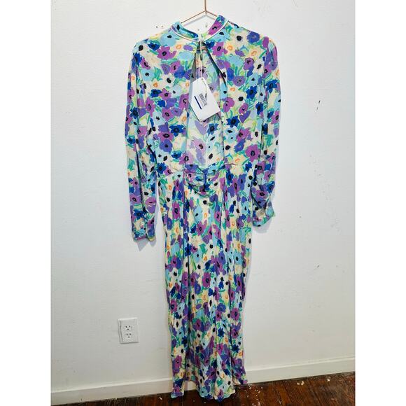 NWT RIXO Lilac link Floral 100% Silk Open Back Dani Maxi Dress Size US 10 - Picture 13 of 16
